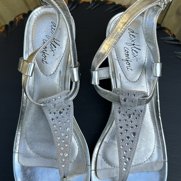 DexFlex comfort silver bling wedge sandals, size 8 - Picture 3 of 5